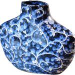 Wazon Ceramiczny Niebieski z Białymi Gałęziami - Szeroki Model z Kolekcji