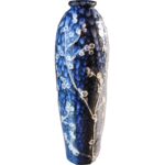 Wazon Wysoki Niebieski z Białymi Ukwieconymi Gałęziami - Kolekcja Trójka