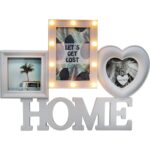 Ramka na zdjęcia HOME z białego plastiku z oświetleniem LED