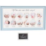 Niebieska Ramka Pamiątkowa na Zdjęcia i Odciski Rączki oraz Stópki Dziecka z Tuszem