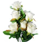 Elegancki Bukiet 9 Sztucznych Białych Róż Wysokość 48 cm - obrazek 2