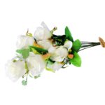 Elegancki Bukiet 9 Sztucznych Białych Róż Wysokość 48 cm - obrazek 3