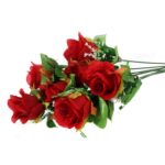Bukiet 9 czerwonych róż sztucznych - dekoracja do wnętrz i na Wszystkich Świętych - obrazek 3