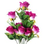 Elegancki bukiet sztucznych róż fioletowych - 9 sztuk, 48cm - obrazek 2