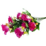 Elegancki bukiet sztucznych róż fioletowych - 9 sztuk, 48cm - obrazek 3