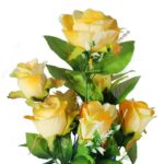Bukiet sztucznych żółtych róż - 9 sztuk z dodatkami, wysokość 48 cm - obrazek 2