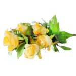 Bukiet sztucznych żółtych róż - 9 sztuk z dodatkami, wysokość 48 cm - obrazek 3