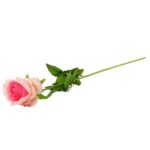 Róża sztuczna pojedynka w pąku kolor jasny róż 68 cm - obrazek 3