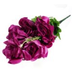 BUKIET 10 WYSOKIEJ JAKOŚCI SZTUCZNYCH RÓŻ W KOLORZE FIOLETOWYM - obrazek 3
