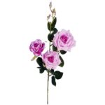 Gałązka Z Trzema Różami Wrzosowymi Sztucznymi - Dekoracja Wysokiej Jakości - obrazek 2