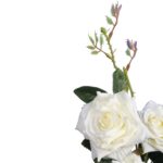 Biała Sztuczna Róża - Gałąź z 3 Kwiatami - Dekoracja Wysokiej Jakości o Wysokości 82 cm - obrazek 2