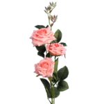 Gałązka z Trzema Sztucznymi Różami w Kolorze Ciemno Łososiowym o Wysokości 82 cm - obrazek 2
