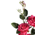 Sztuczna Gałązka Róż w Kolorze Ciemnoróżowym - Dekoracja Wysokiej Jakości - obrazek 2