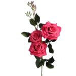 Sztuczna Gałązka Róż w Kolorze Ciemnoróżowym - Dekoracja Wysokiej Jakości - obrazek 3