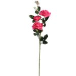 Sztuczna Gałązka Róż w Kolorze Ciemnoróżowym - Dekoracja Wysokiej Jakości