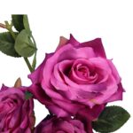 GAŁĄZKA 3 RÓŻ KWIAT SZTUCZNY FIOLETOWY - obrazek 3