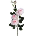 Sztuczna Gałązka z Trzema Różami w Kolorze Jasno Różowym o Wysokości 82 cm - obrazek 3