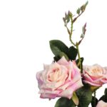 Sztuczne Róże Łososiowe na Dużej Gałązce - Dekoracja Wysokiej Jakości, 82 cm - obrazek 3