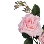Gałązka z Trzema Sztucznymi Różami Wysokiej Jakości w Kolorze Różowym - obrazek 3