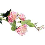 Róża Sztuczna Wysokiej Jakości w Kolorze Różowo-Kremowym - Gałązka z 3 Różami - obrazek 3