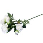 Dekoracyjna gałązka z 5 białymi różami - realistyczna kwiatowa kompozycja - obrazek 2