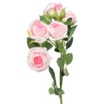 Gałązka z 5 Dekoracyjnych Róż w Kolorze Jasnoróżowym - Realistyczne Kwiaty O Wysokości 64cm - obrazek 2