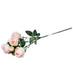 Gałązka Róż w Kolorze Łososiowym - Dekoracja Realistyczna, 5 Sztuk - obrazek 3