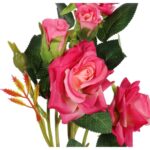 RÓŻA GAŁĄZKA 5 KWIATÓW 62 CM KOLOR CIEMNO RÓŻOWY - obrazek 2