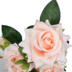 RÓŻA GAŁĄZKA 5 KWIATÓW 62 CM KOLOR ŁOSOSIOWY - obrazek 3