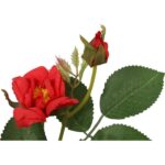 Sztuczna Gałązka Czerwonych Róż - 5 Szczegółowych Kwiatów i 2 Pąki - obrazek 2