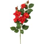 Sztuczna Gałązka Czerwonych Róż - 5 Szczegółowych Kwiatów i 2 Pąki - obrazek 3