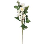 Dekoracyjna gałązka z 5 białymi różami i pąkami - wygląd naturalny, wysokość 72 cm - obrazek 2