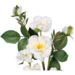 Dekoracyjna gałązka z 5 białymi różami i pąkami - wygląd naturalny, wysokość 72 cm - obrazek 3