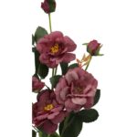 Sztuczne Róże w Kolorze Pudrowym Ciemnym Różu - Gałązka z 5 Kwiatami i 2 Pąkami - obrazek 3