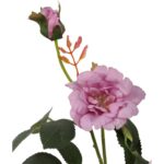 Sztuczna gałązka z 5 fioletowymi różami i pąkami - Dekoracja o realistycznym wyglądzie, 72 cm. - obrazek 3