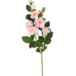 Sztuczna Gałązka Róż w Kolorze Jasno Różowym (5 Róż + 2 Pąki, 72 cm) - obrazek 2