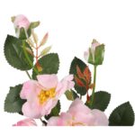 Sztuczna Gałązka Róż w Kolorze Jasno Różowym (5 Róż + 2 Pąki, 72 cm) - obrazek 3