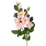 Sztuczna Gałązka Róż w Kolorze Jasno Różowym (5 Róż + 2 Pąki, 72 cm)