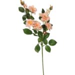 Sztuczne Róże w Kolorze Łososiowym - 5 Szczegółowo Odwzorowanych Kwiatów na 72cm Gałązce - obrazek 2