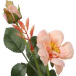 Sztuczne Róże w Kolorze Łososiowym - 5 Szczegółowo Odwzorowanych Kwiatów na 72cm Gałązce - obrazek 3