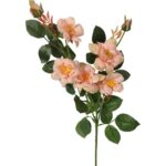 Sztuczne Róże w Kolorze Łososiowym - 5 Szczegółowo Odwzorowanych Kwiatów na 72cm Gałązce