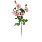 Sztuczna Gałązka Róż w Kolorze Pudrowego Różu - 5 Kwiatów i 2 Pąki, 72 cm - obrazek 2