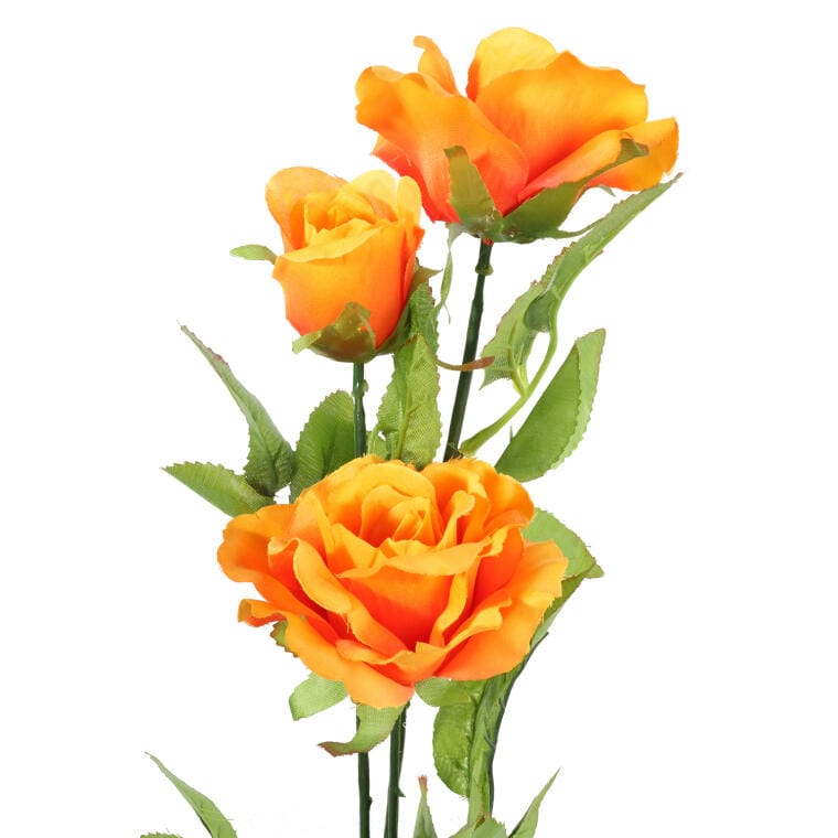 ROSE864-3P Gałązka z Trzema Sztucznymi Różami - Pomarańczowe, Realistyczne Dekoracje, 68 cm - obrazek 1