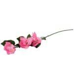 Sztuczna Gałązka z Trzema Różami w Kolorze Różowym - Dekoracja do Wnętrz, Wysokość 68 cm - obrazek 3