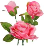 Sztuczna gałązka z trzema różami, kolor różowy, wysokość 72 cm - obrazek 2