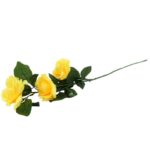 Sztuczna Gałązka z Trzema Żółtymi Różami - Dekoracja Wnętrz, Wysokość 68 cm - obrazek 3