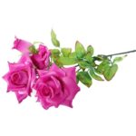 Gałązka z 4 Sztucznymi Różami Fioletowymi - Wyglądają Jak Żywe, Wysokość 80 cm - obrazek 3