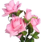 Gałązka z 4 Sztucznymi Różami Jasnoróżowymi - Dekoracja Realistyczna o Wysokości 80 cm - obrazek 2