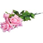 Gałązka z 4 Sztucznymi Różami Jasnoróżowymi - Dekoracja Realistyczna o Wysokości 80 cm - obrazek 3