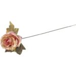 Róża satynowa z brokatem sztuczny kwiat jasno różowa - obrazek 3